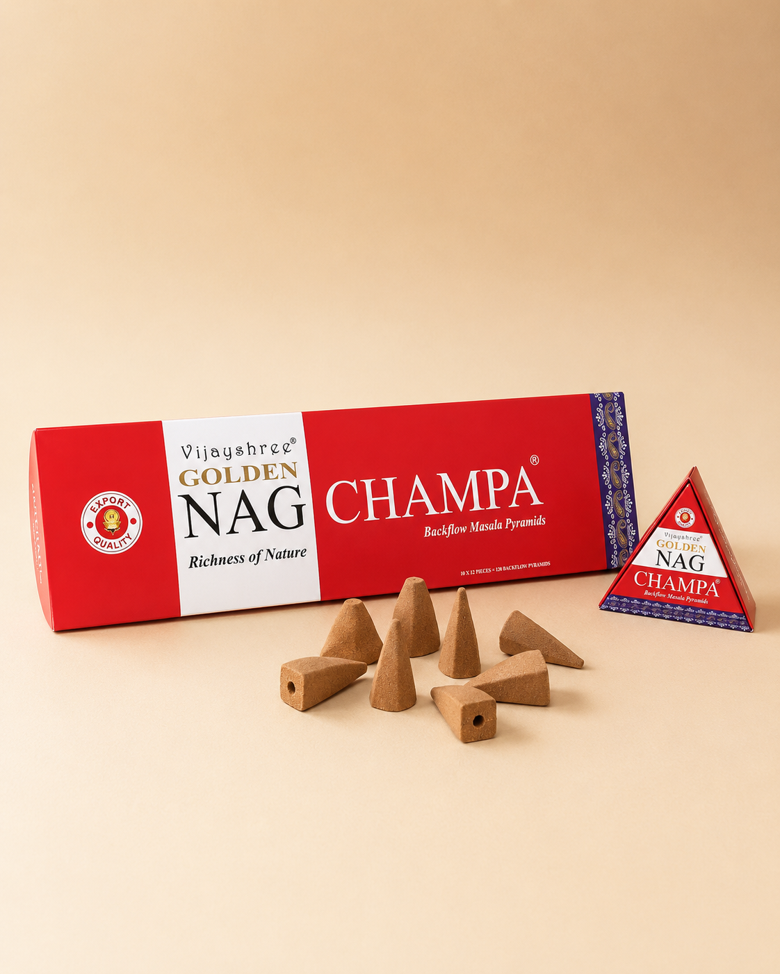 Conos Incienso de Reflujo Golden Nag - Nag Champa 12 ud